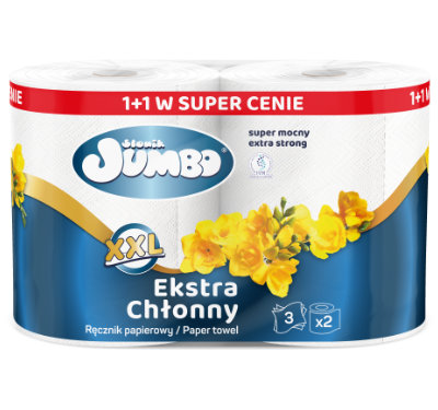 Ręcznik papierowy Słonik Jumbo XXL, 2 duże rolki w super cenie